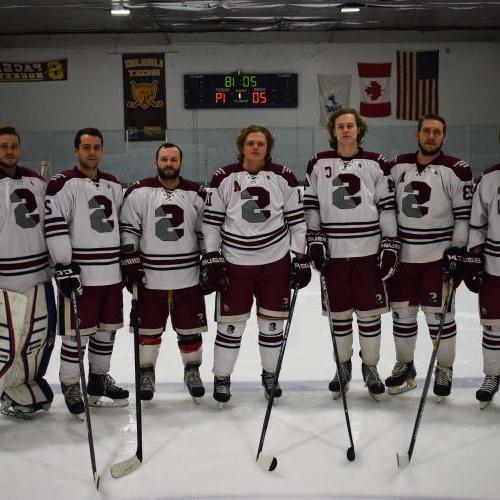 Some of the hockey team on the ice