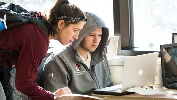 Students work at a computer at Springfield College